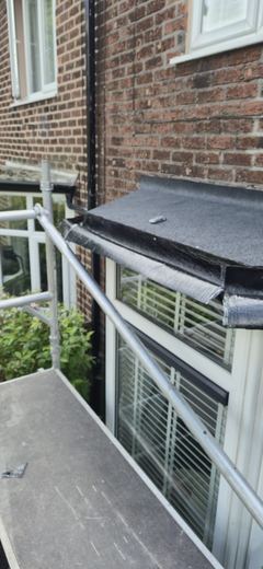 Renewed bay window roof viewed from above