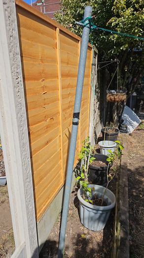 New timber fence panel dropped into concrete posts