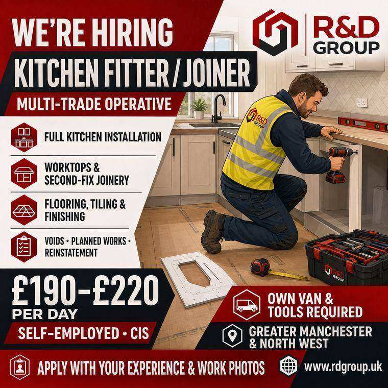 R&D Group recruitment advert: Kitchen Fitter / Joiner